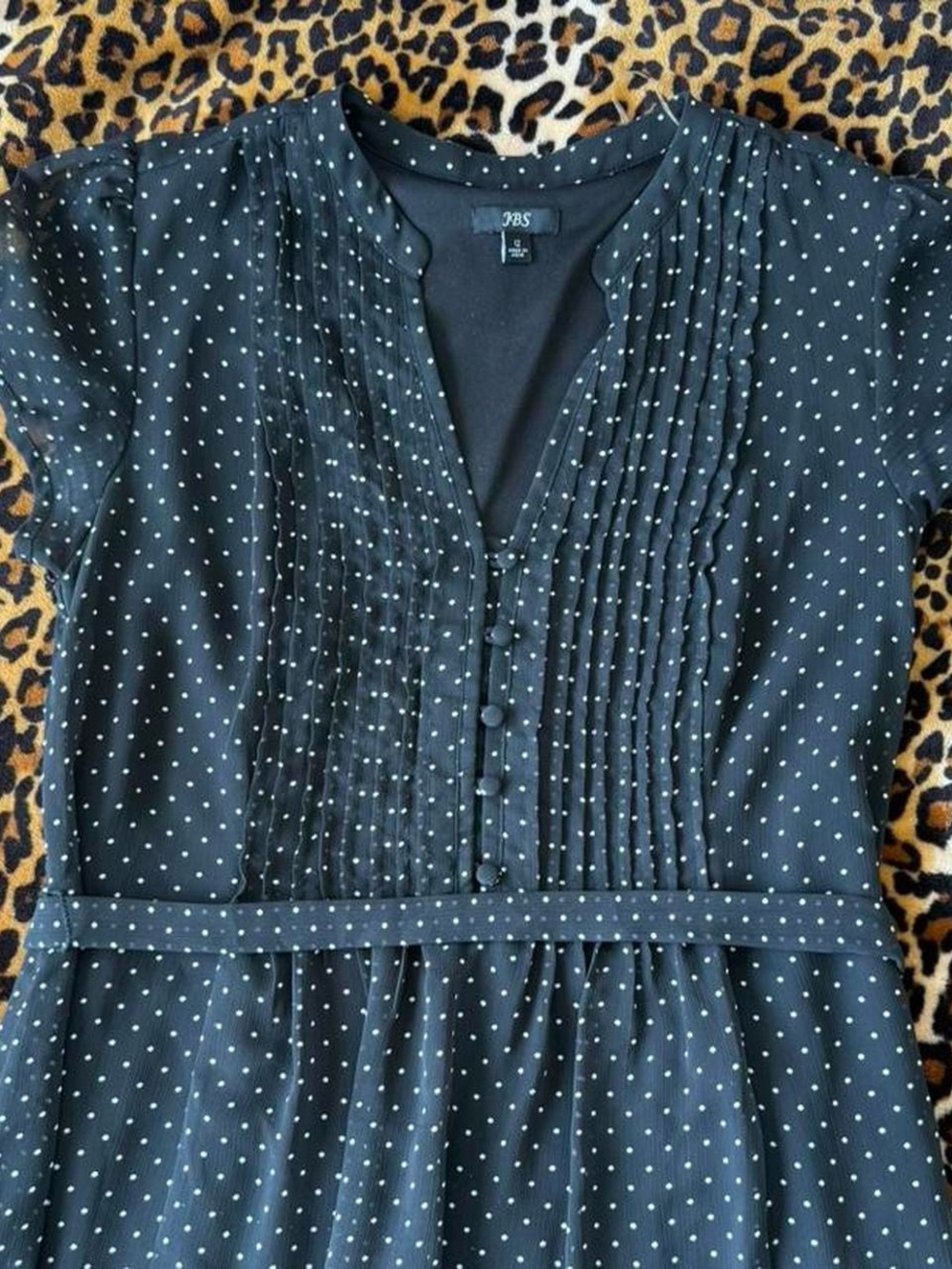 J.B.S. Black Dress with White Polka Dots